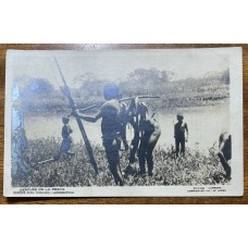 ABORIGENES INDIOS DEL CHACO DESPUES DE LA PESCA ANTIGUA TARJETA POSTAL INDIGENAS